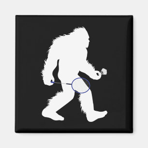 Bigfoot Badminton Player Sasquatch Shuttle  Magnet