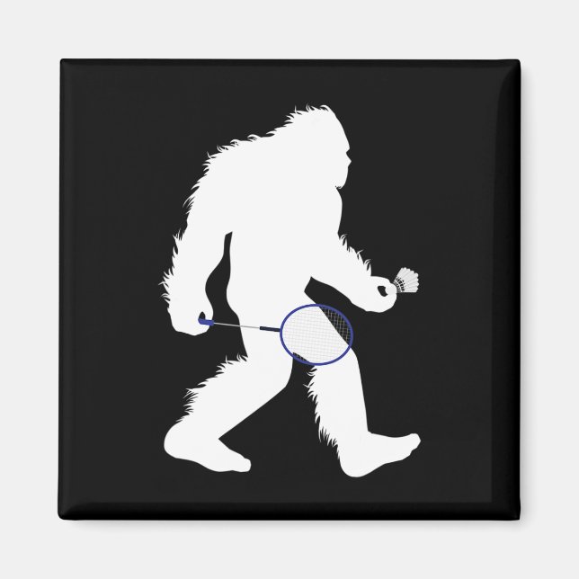 Bigfoot Badminton Player Sasquatch Shuttle  Magnet (Front)