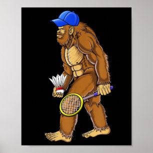Bigfoot Badminton Shuttle Art Sports  Poster