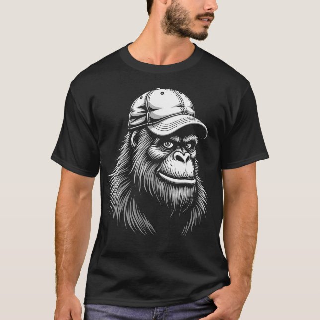 Bigfoot Ballcap Tee – Cool Sasquatch Graphic Shirt (Front)