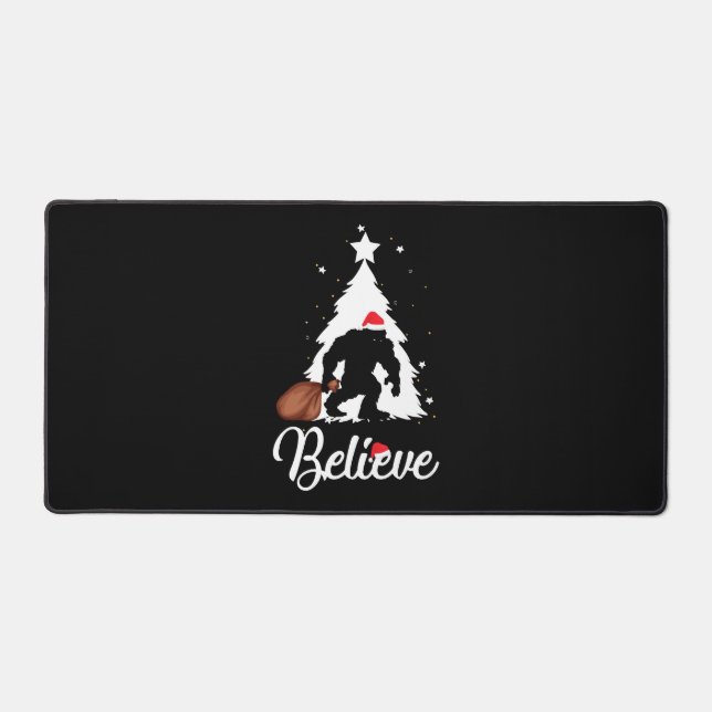 Bigfoot Believe Christmas Shirt Desk Mat (Front)