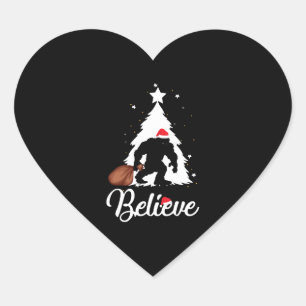 Bigfoot Believe Christmas Shirt Heart Sticker