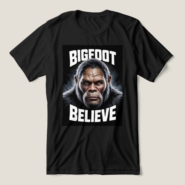 Bigfoot Believe Cryptid Fan T-Shirt Tri-Blend Shirt (Design Front)