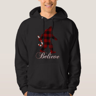Bigfoot Believe Plaid Matching Family Christmas Pa Hoodie