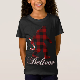 Bigfoot Believe Plaid Matching Family Christmas Pa T-Shirt