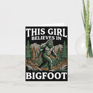 Bigfoot believer girl sasquatch forest cryptid for card