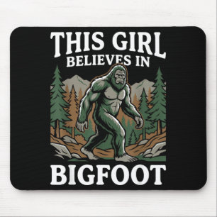 Bigfoot believer girl sasquatch forest cryptid for mouse pad