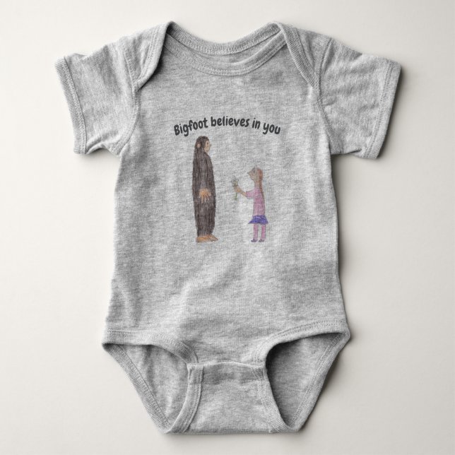 Bigfoot Believes in You Infant One Piece Baby Bodysuit (Front)