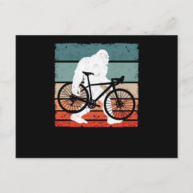 Bigfoot Bicycle Bike Ride Funny MTB Sasquatch Postcard (Front)