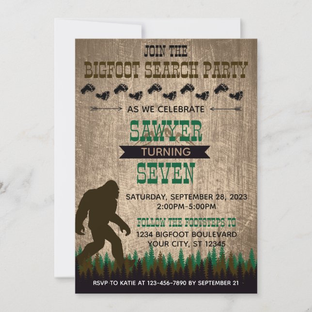 Bigfoot Birthday Invitation (Front)