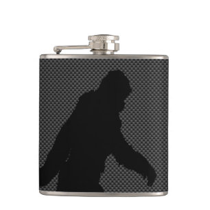 Bigfoot Black Silhouette Carbon Fibre Style Hip Flask