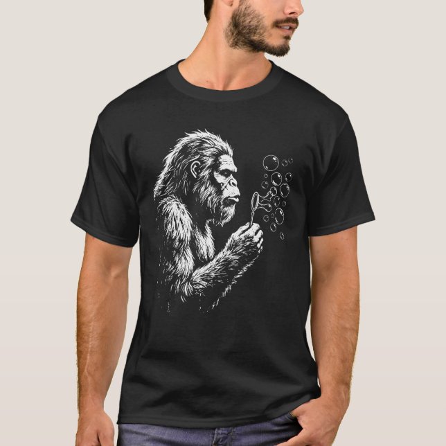 Bigfoot Blowing Soap Bubbles T-Shirt (Front)