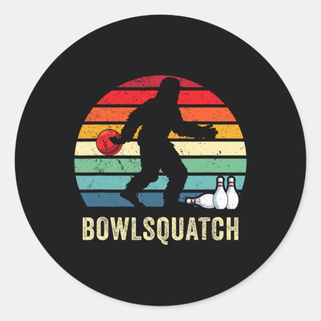 Bigfoot Bowling Gift Sasquatch Gifts Bowler Byll P Classic Round Sticker (Front)