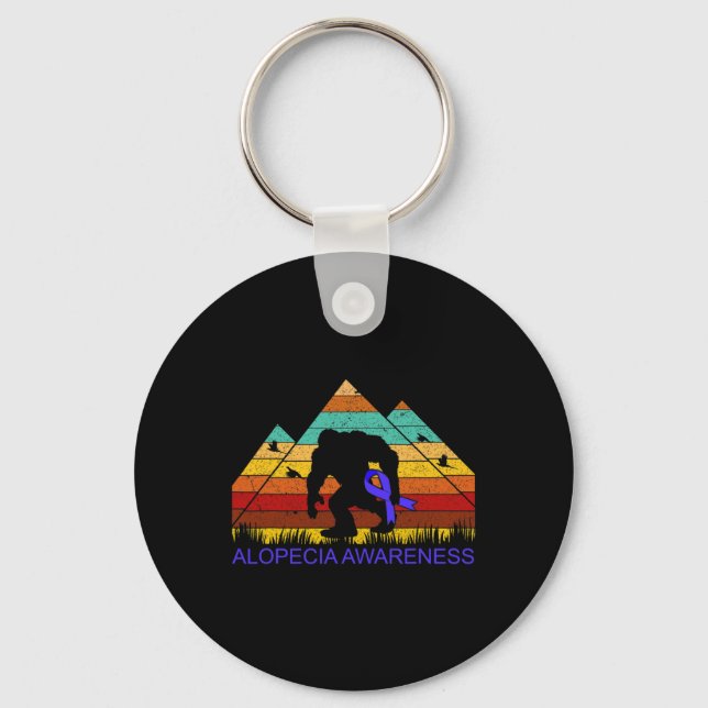 Bigfoot bring ALOPECIA AWARENESS ribbon Fun  Key Ring (Front)