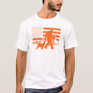 Bigfoot Buck Hunting Season USA Flag T-Shirt