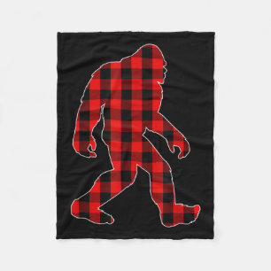 Bigfoot Buffalo Plaid Christmas Family Matching Fleece Blanket