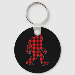 Bigfoot Buffalo Plaid Christmas Family Matching  Key Ring