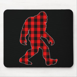 Bigfoot Buffalo Plaid Christmas Family Matching Mouse Pad
