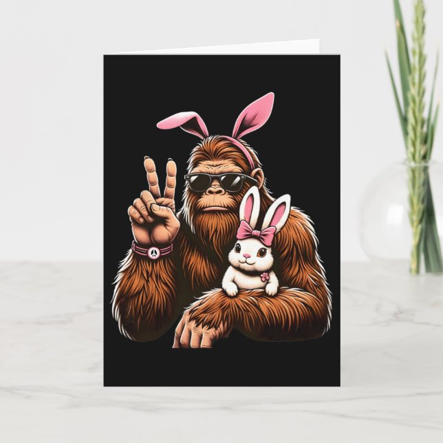 Bigfoot Bunny Funny Easter Day Sasquatch  Card (Front)
