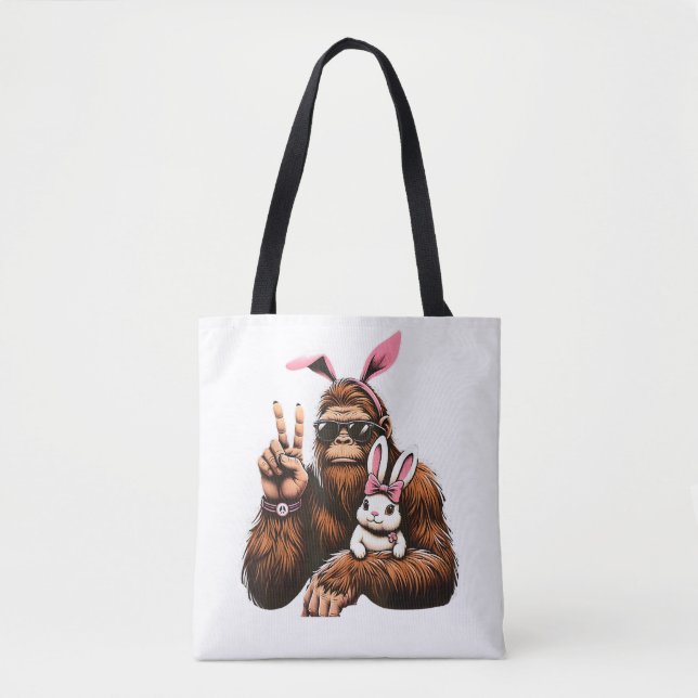 Bigfoot Bunny Funny Easter Day Sasquatch Tote Bag (Front)