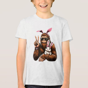 Bigfoot Bunny Funny Easter Day Sasquatch Tri-Blend Shirt