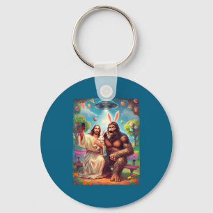 Bigfoot bunny funny easter jesus sasquatch selfie key ring