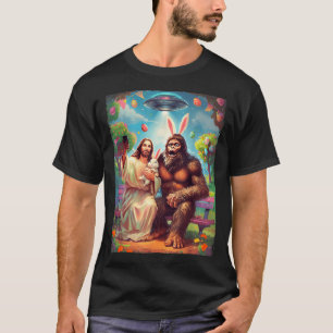 Bigfoot bunny funny easter jesus sasquatch selfie T-Shirt