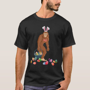 Bigfoot Bunny Hold Egg Basket Easter Day Boys Kids T-Shirt