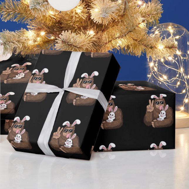 Bigfoot Bunny Rabbit Funny Easter Day Sasquatch Wrapping Paper (Holidays)