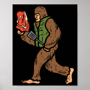 Bigfoot Byrbecue Bbq Sasquatch Meat Grilling Women Poster