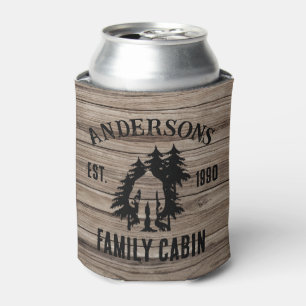 Bigfoot Cabin Rustic Wood Family Custom Name  Can Cooler