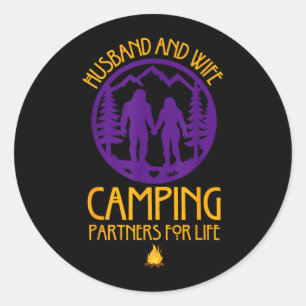 Bigfoot Camping Couple Husband Wife Partners Life Classic Round Sticker
