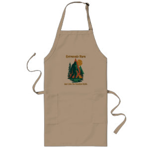 BigFoot Camping Forest Mountains Funny Birthday Long Apron