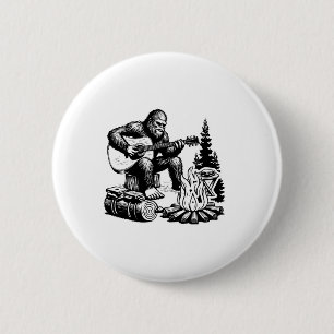 Bigfoot Camping Smore Rock Bigfoot Playing Guitar 6 Cm Round Badge
