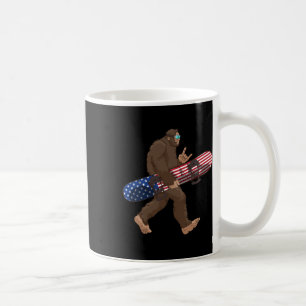 Bigfoot Carrying American Flag Snowboard For Snowb Coffee Mug