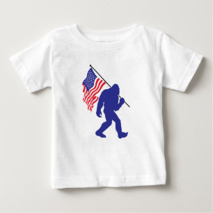 Bigfoot Carrying an American Flag Baby T-Shirt