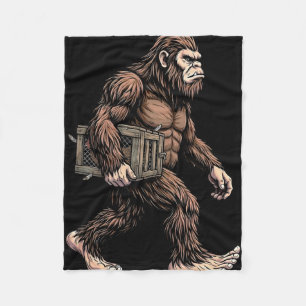 Bigfoot Carrying Chicken Crate Sasquatch Farm Humo Fleece Blanket