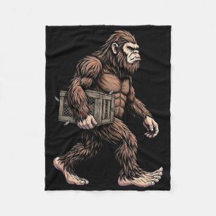 Bigfoot Carrying Chicken Crate Sasquatch Farm Humo Fleece Blanket