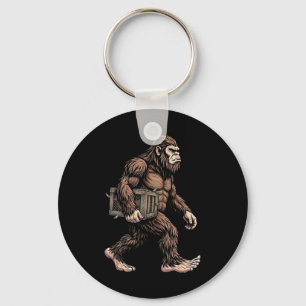 Bigfoot Carrying Chicken Crate Sasquatch Farm Humo Key Ring