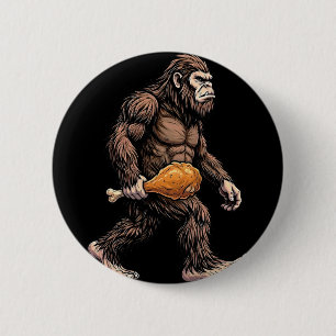 Bigfoot Carrying Chicken Drumstick Sasquatch Lover 6 Cm Round Badge