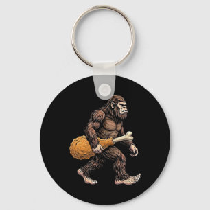 Bigfoot Carrying Chicken Drumstick Sasquatch Lover Key Ring