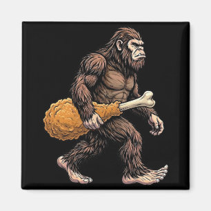 Bigfoot Carrying Chicken Drumstick Sasquatch Lover Magnet