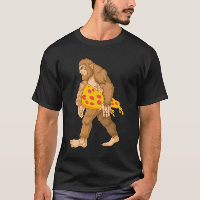 bigfoot Carrying pizza T-Shirt (Front)