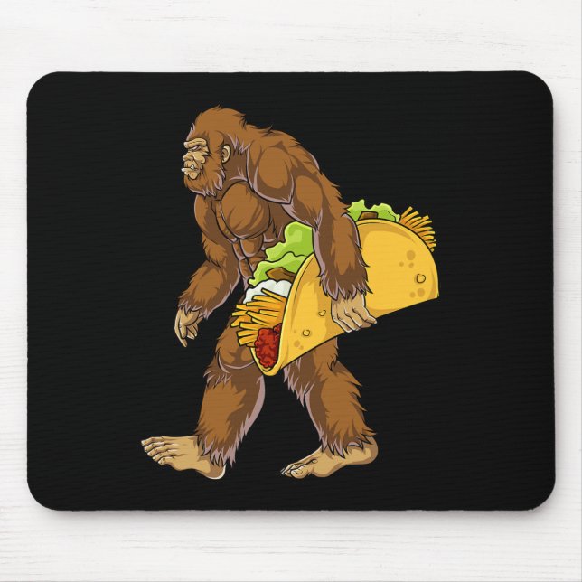 Bigfoot Carrying Taco Funny Cinco De Mayo Boys Men Mouse Pad (Front)