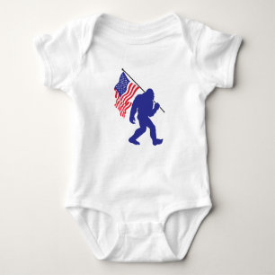 Bigfoot Carrying the American Flag Baby Bodysuit