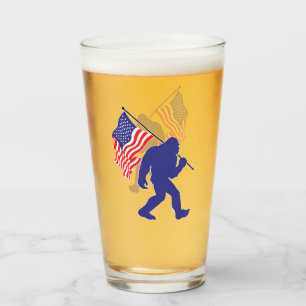 Bigfoot Carrying the American Flag Glass