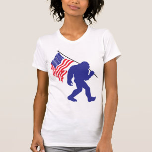 Bigfoot carrying the American Flag T-Shirt