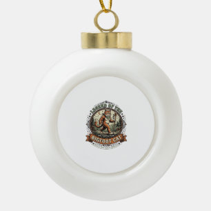 Bigfoot Cat Bigfoot Sasquatch Cat Vintage Vector A Ceramic Ball Christmas Ornament