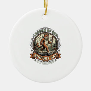 Bigfoot Cat Bigfoot Sasquatch Cat Vintage Vector A Ceramic Tree Decoration