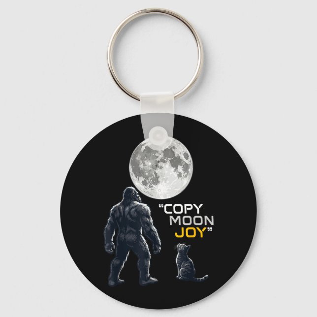 Bigfoot Cat Lover Copy Moon Joy Cryptid Funny Key Ring (Front)